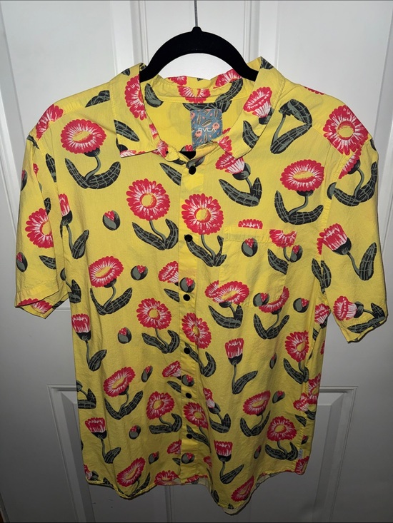 RVCA Other - RVCA Luke Pelletier Special Edition Yellow Button-Up with Pink Floral Print